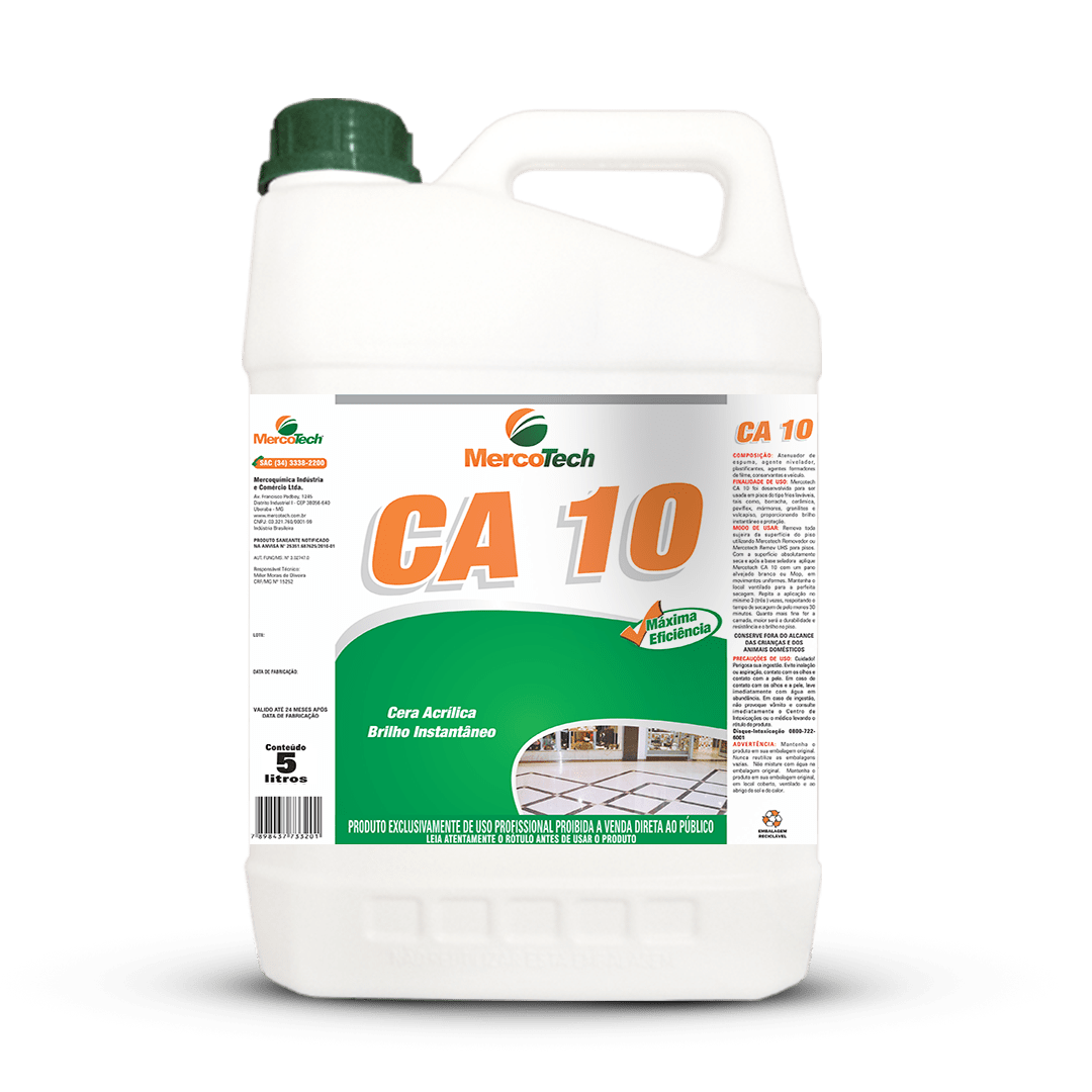 CERA ACRILICA CA 10 BRILHO INSTANTANEO MERCOTECH 5L